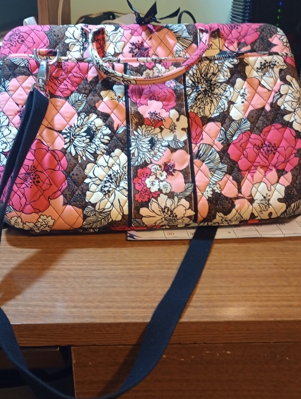 Quilted Floral Pink Vera Bradley  Computer Bag  Women's Tote Bag